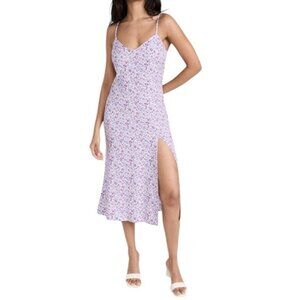 Reformation Crimini Midi Dress Purple Floral Size 8 Slit Sleeveless